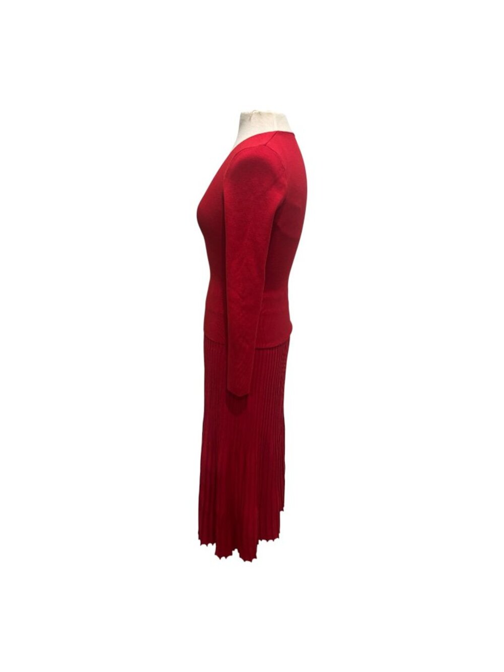 Serafina Australia Red Knit 2 Piece Skirt Set Size 10 Pleated Midi Sweater - Picture 3 of 12